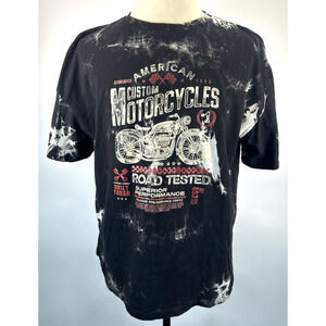 American Custom Motorcycles T-Shirt Adult XL Short Sleeve Tye Dye Black